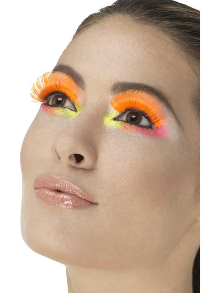 80s Neon Orange Party Eyelashes