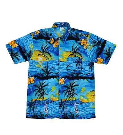 Hawaiian Shirt with Yatch Turquoise