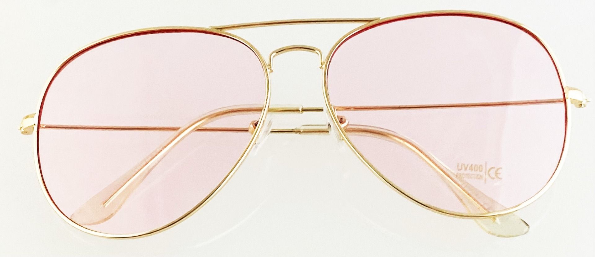 Gold Frame Aviators with Pink Lenses