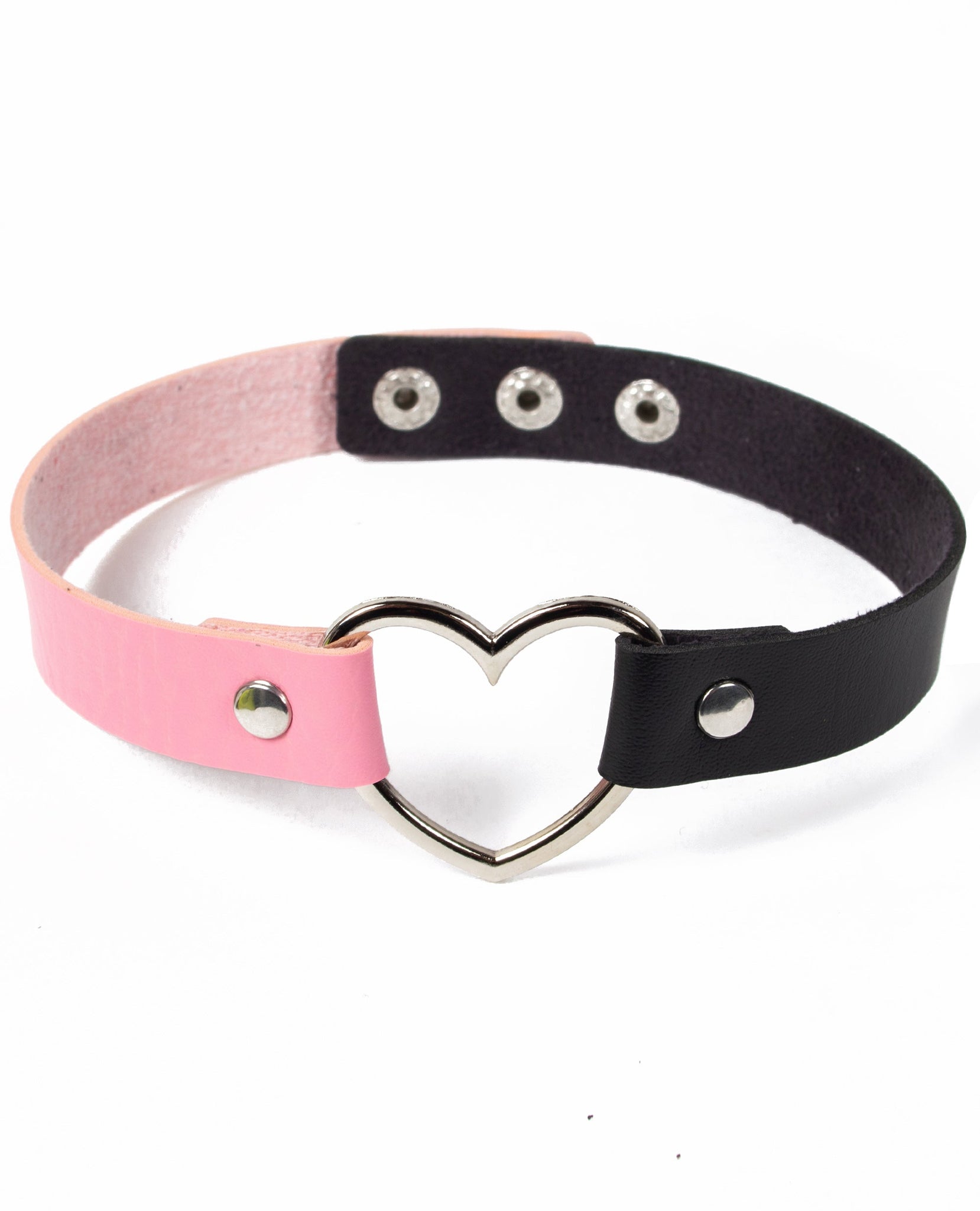 2 Tone Heart Collar - Pink / Black