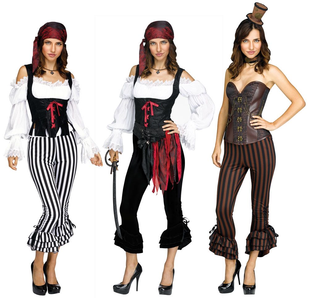 Pirate Pants Black and Brown Stripe with Ruffles