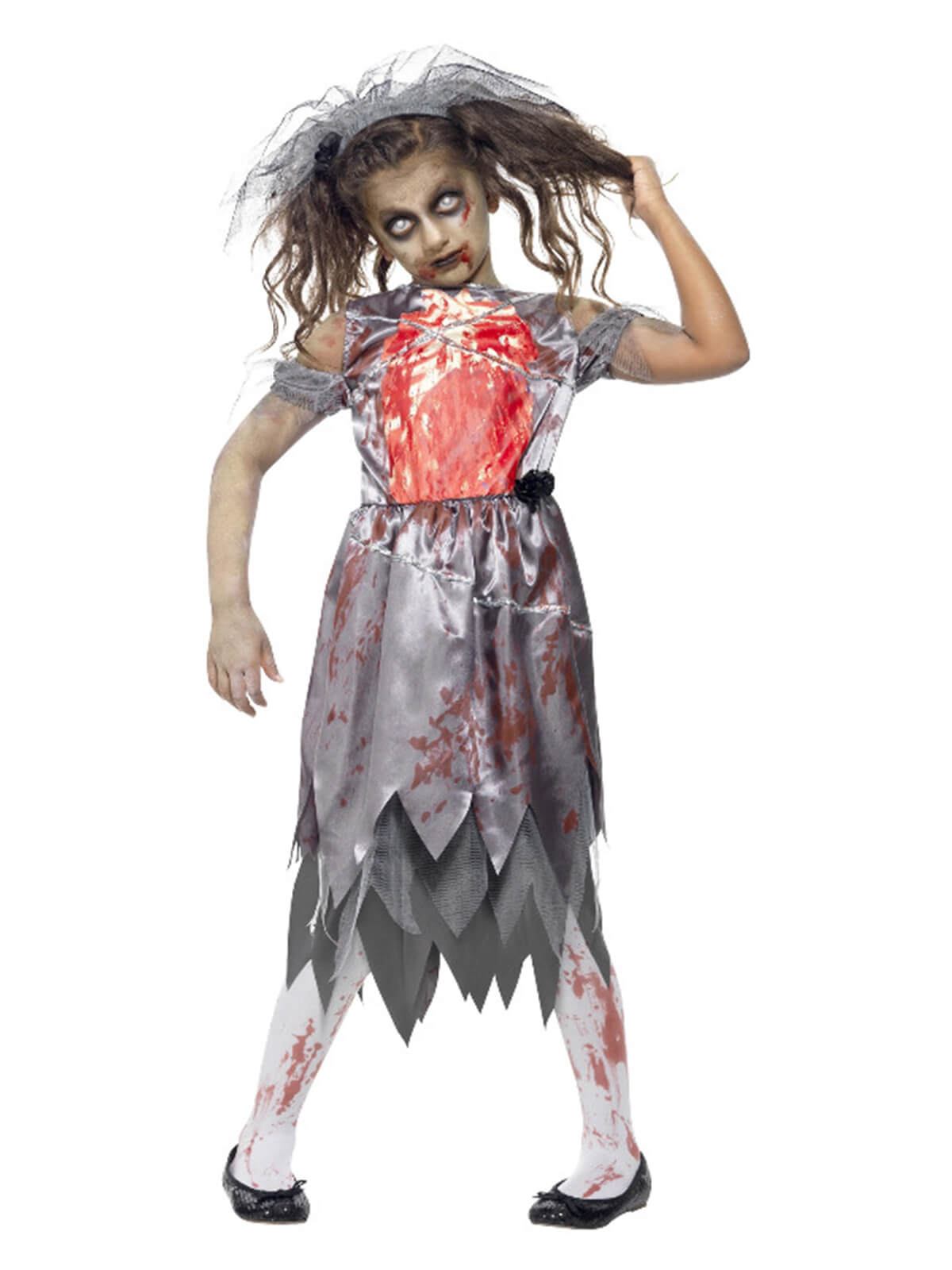 Zombie Bride Halloween Costume, Grey