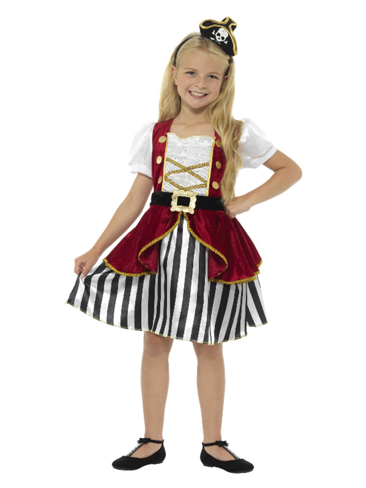Deluxe Pirate Girl Costume, Red & Black