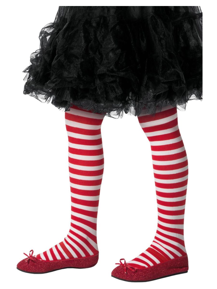 Red & White Striped Kids Tights