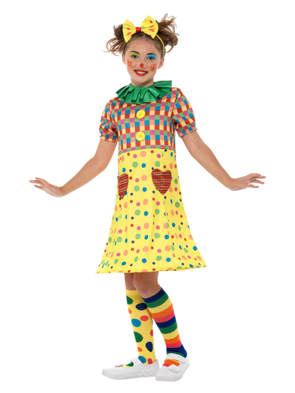 Girls Clown Costume, Multi-Coloured