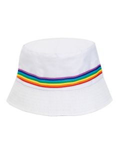 White bucket hat with Rainbow stripes
