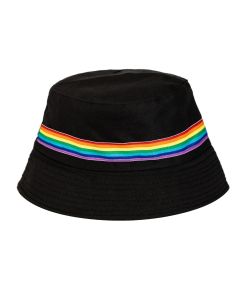 Black bucket hat with Rainbow stripes