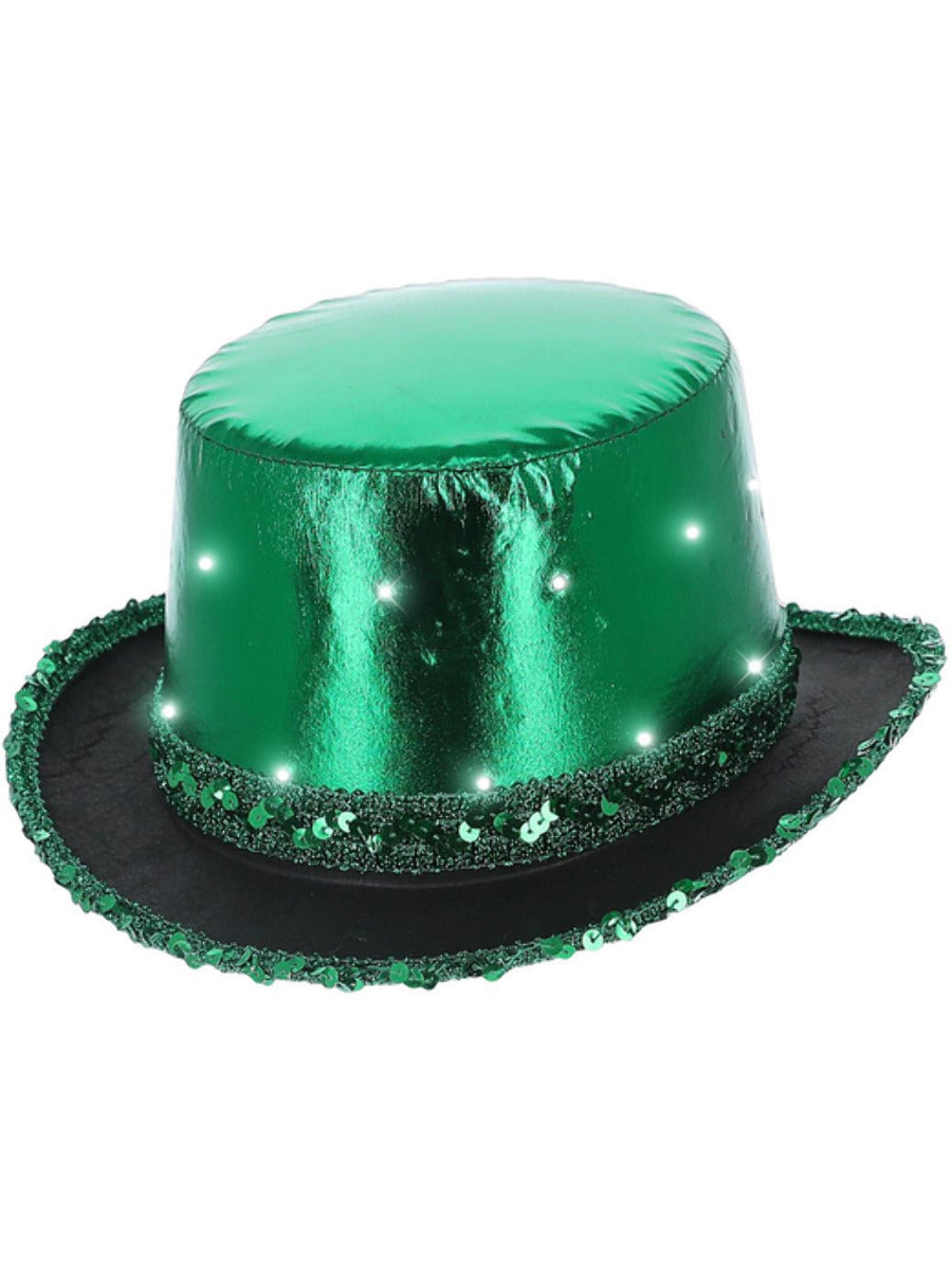 LED Light Up Metallic Top Hat, Green