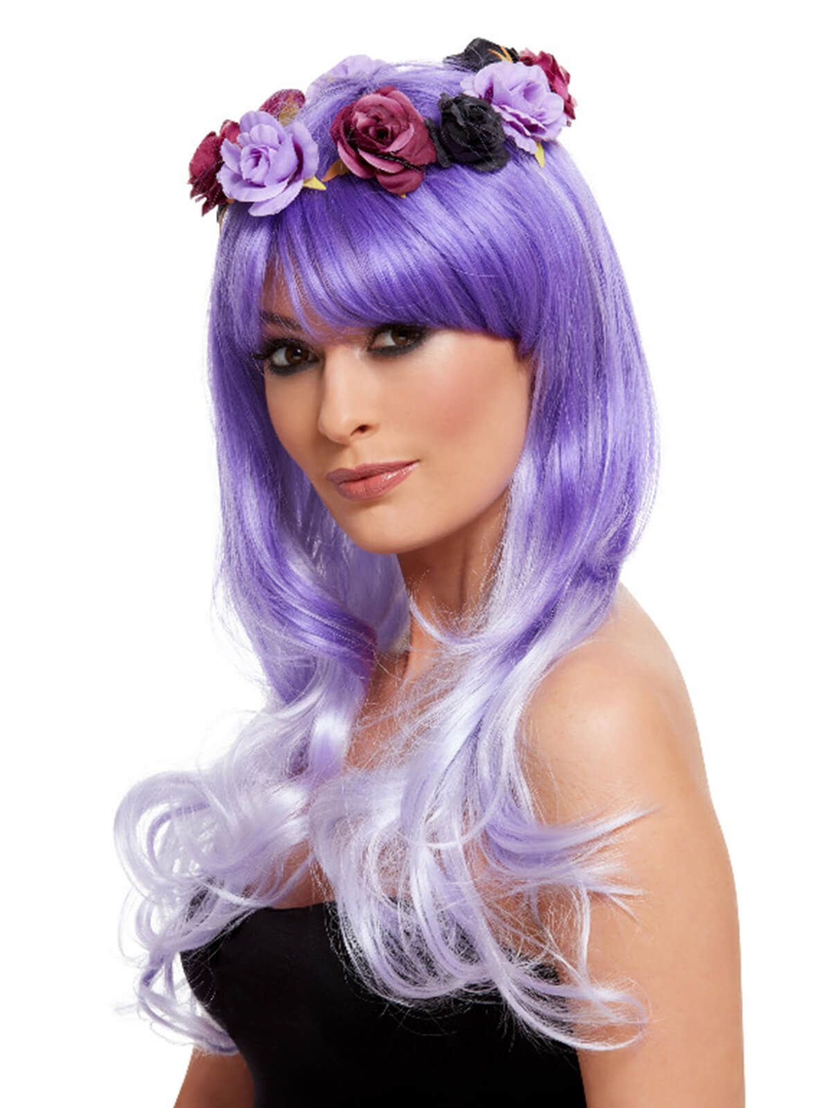 Deluxe Day of the Dead Glam Wig, Purple