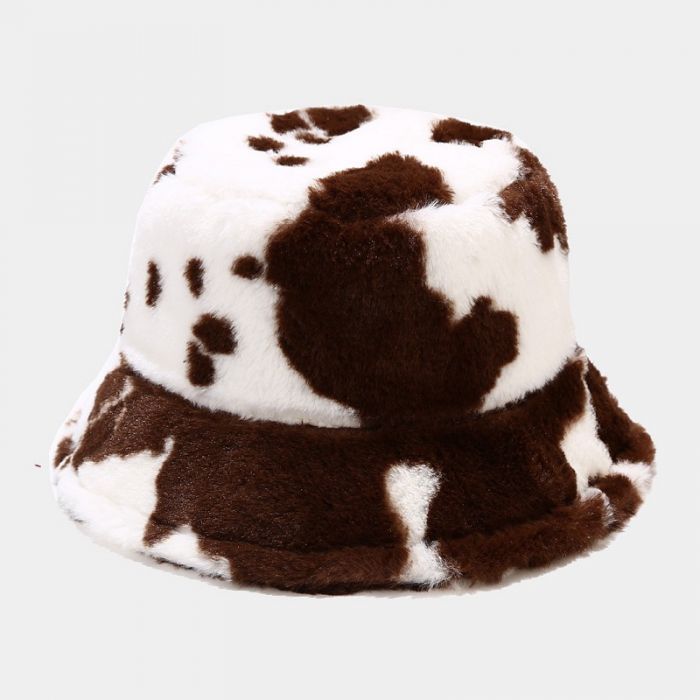 Brown Cow Fluffy Bucket Hat