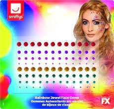 Smiffys Make-up FX, Rainbow Jewel Face Gems, Multi
