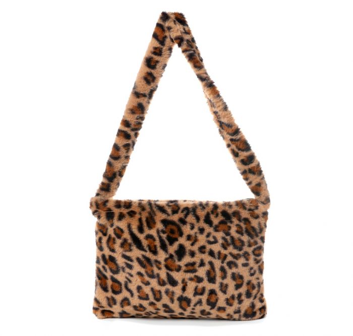 Fluffy Leopard Print Shoulder Bag