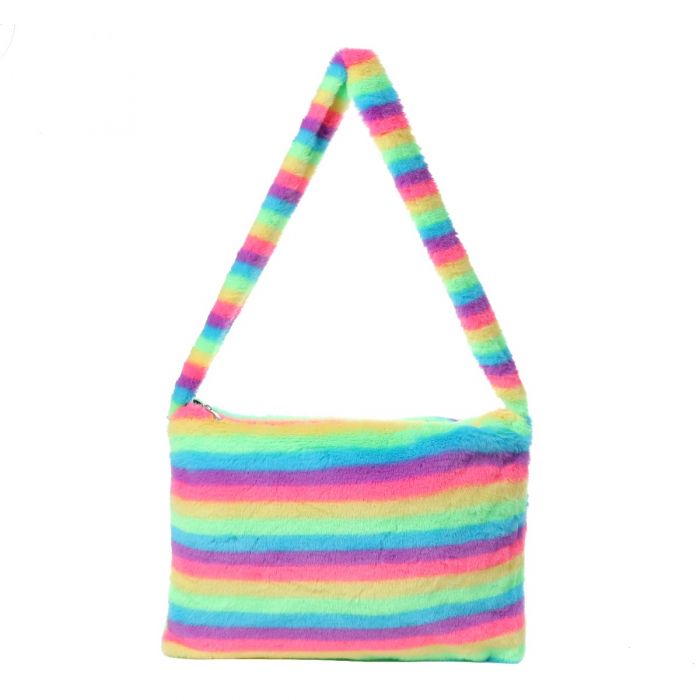 Fluffy Rainbow Print Shoulder Bag