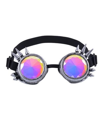 Goggles Antique Silver Spiked Kaleidoscope